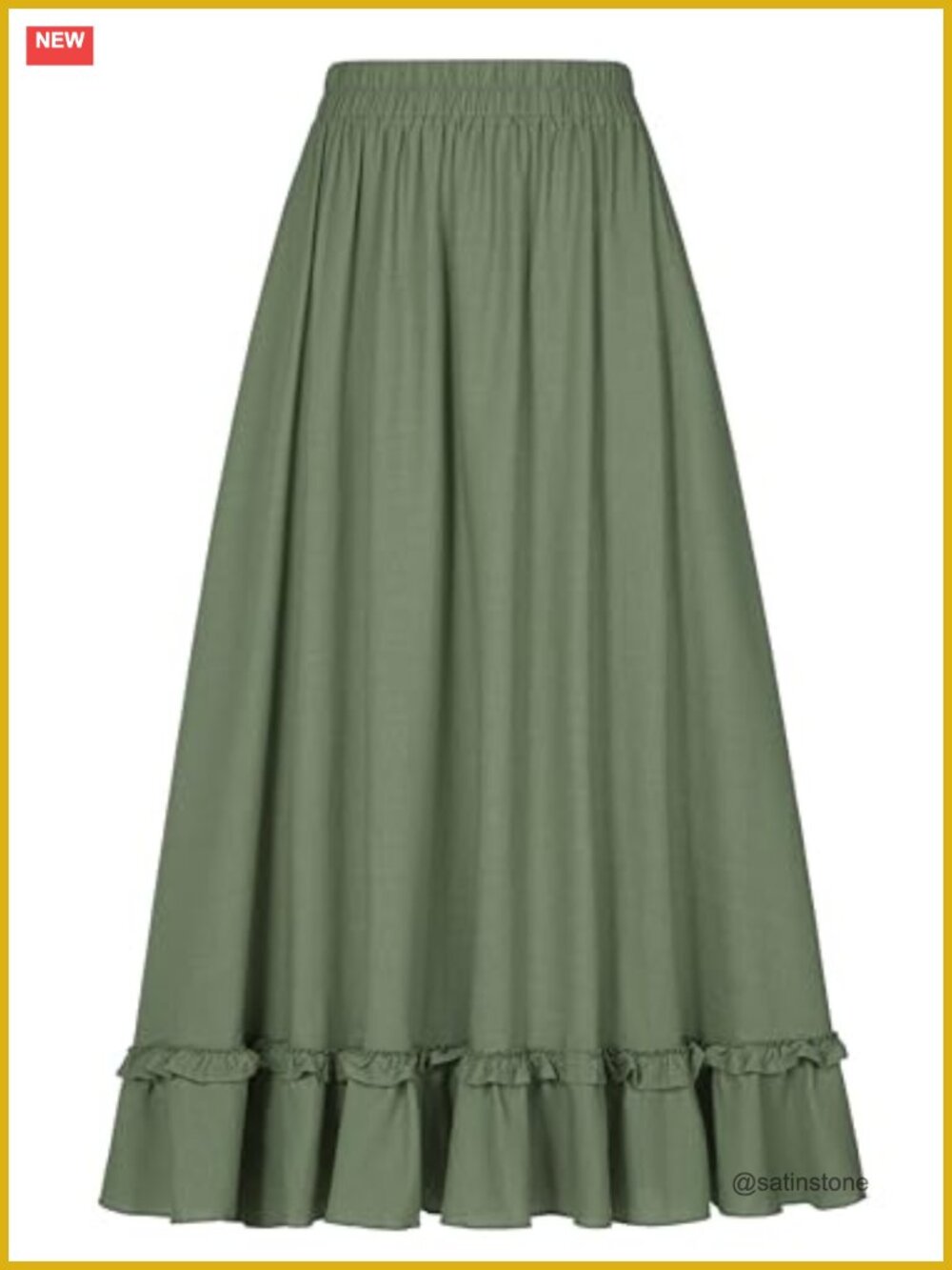 Boho Maxi Skirt with Pockets Tiered Ruffled High Waist Elastic Pull On
